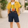 Boys' Linen Shirt, Cotton T-Shirt & Shorts Set