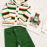 Boys' 3-Piece Set – Knit Jacket, Cotton Top & Pants