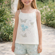 Girls' Pearl Embellished Twin Set Top