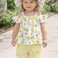 Girls' Pineapple Print Shorts Set with Hat
