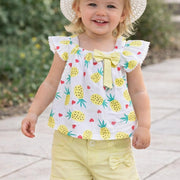 Girls' Pineapple Print Shorts Set with Hat