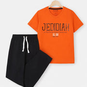 Boys Cotton Pajamas T-Shirt with Black Pants