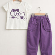 Girls' Printed T-Shirt & Pants Set