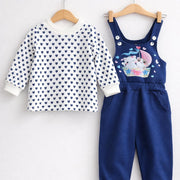 Girls' Cotton Dungaree Jumpsuit Set