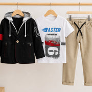 Boys' 3-Piece Casual Hooded Outfit Set