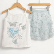 Girls' Pearl Embellished Twin Set Top