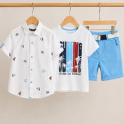 Boys' Linen Shirt, Cotton T-Shirt & Shorts Set