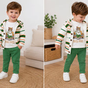 Boys' 3-Piece Set – Knit Jacket, Cotton Top & Pants