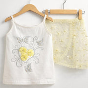 Girls' Pearl Embellished Twin Set Top