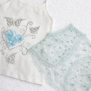 Girls' Pearl Embellished Twin Set Top