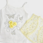 Girls' Pearl Embellished Twin Set Top