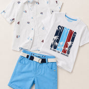 Boys' Linen Shirt, Cotton T-Shirt & Shorts Set