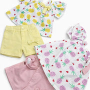 Girls' Pineapple Print Shorts Set with Hat